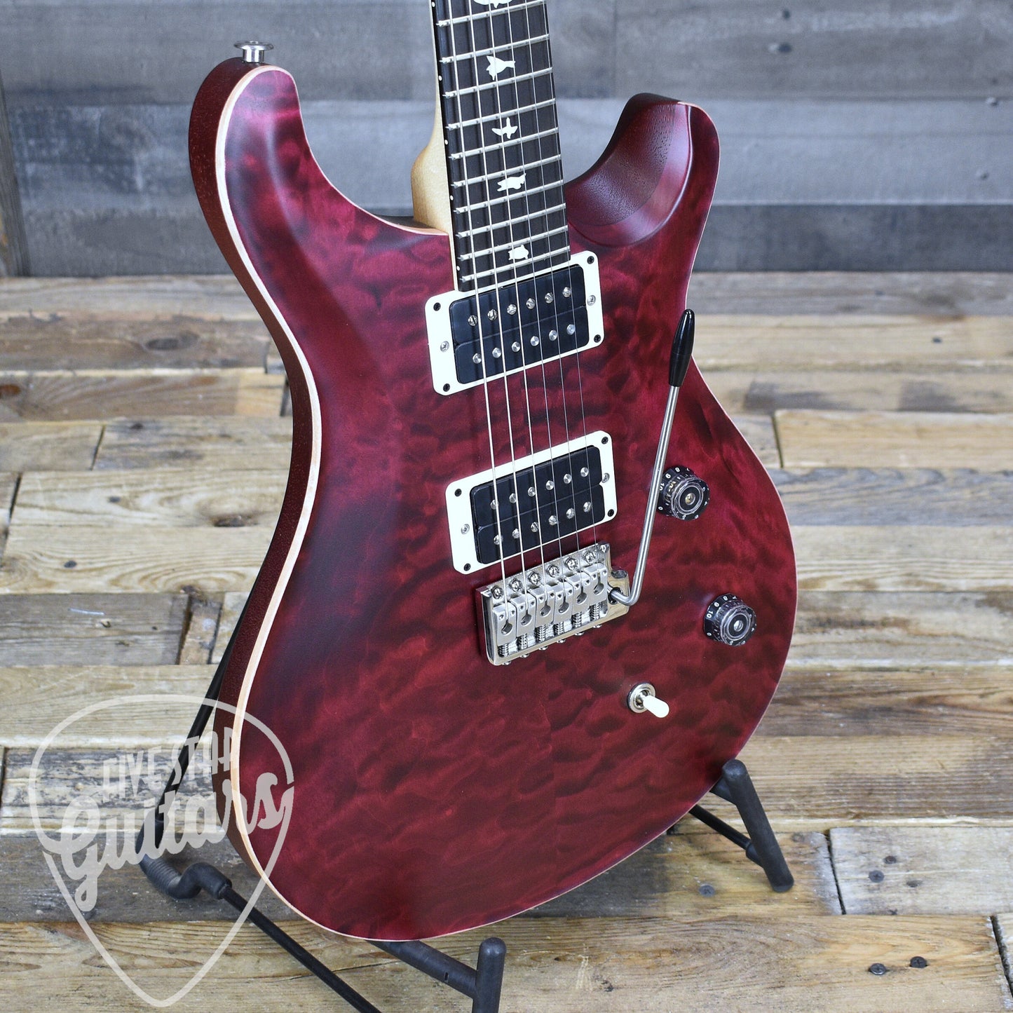 PRS Wood Library CE-24 Satin Quilt Top - Black Cherry with Gigbag
