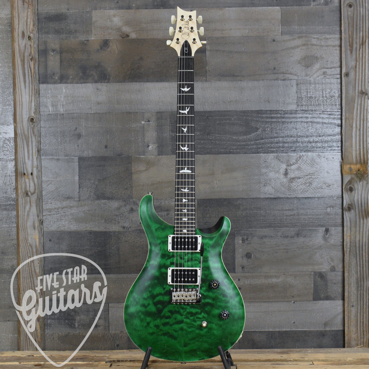 PRS Wood Library CE-24 Satin Quilt Top - Emerald Green with Gigbag
