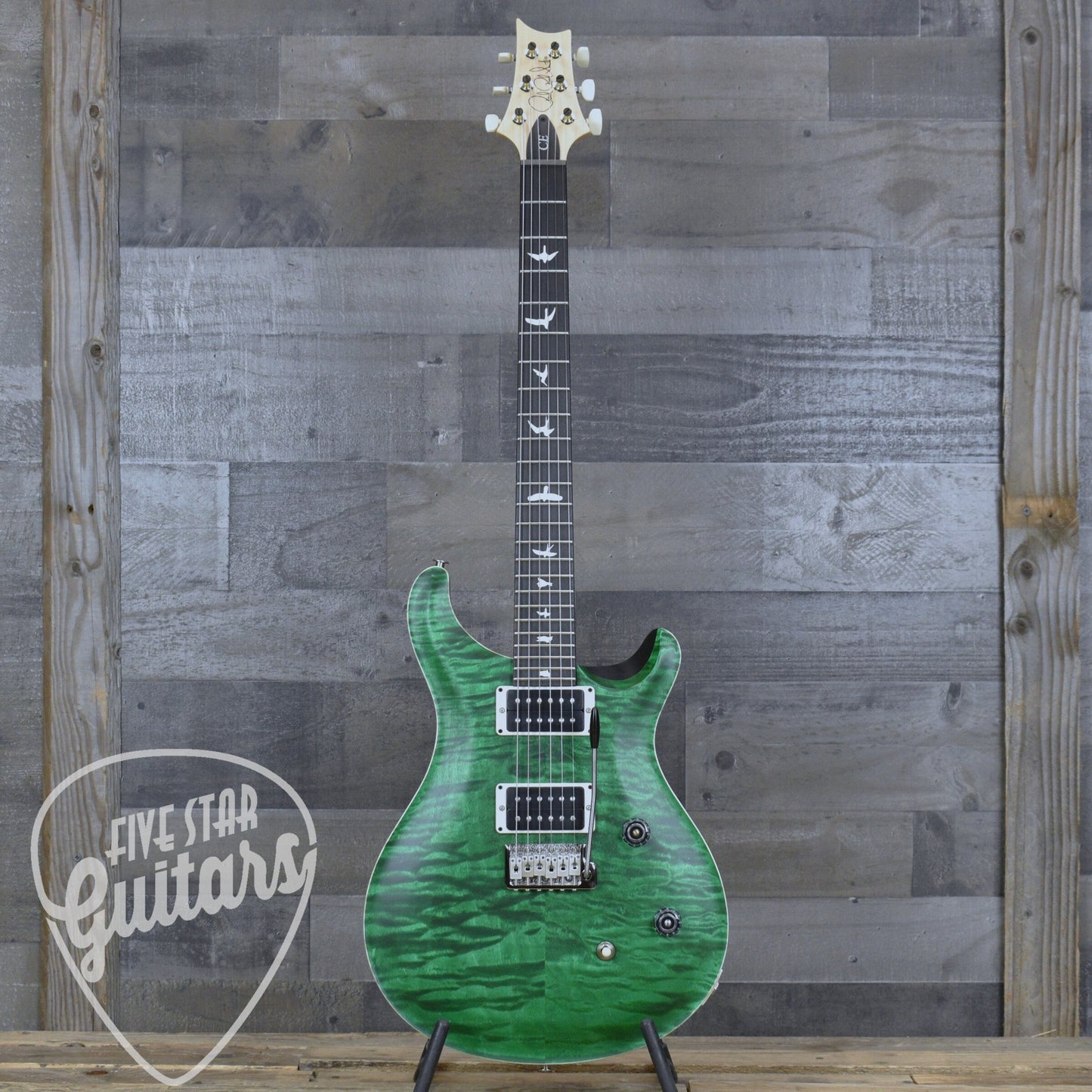 PRS Wood Library CE-24 Satin Quilt Top - Emerald Green with Gigbag