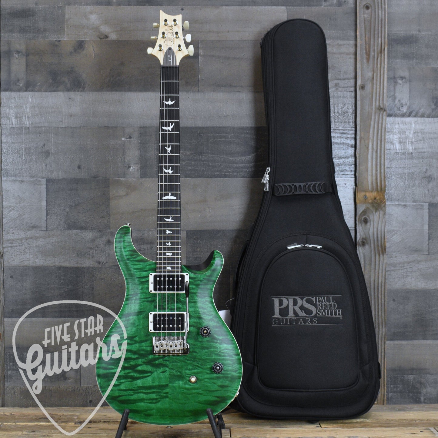 PRS Wood Library CE-24 Satin Quilt Top - Emerald Green with Gigbag