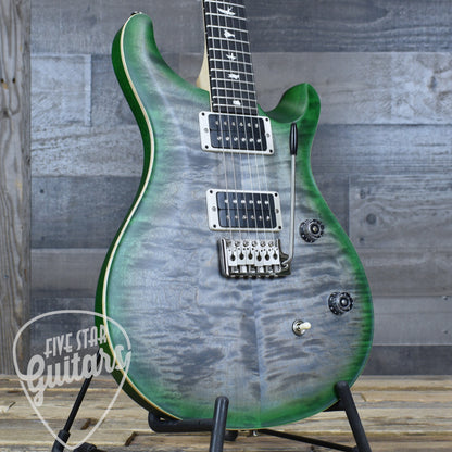 PRS Wood Library CE-24 Satin Quilt Top - Faded Gray Black Green Burst with Gigbag