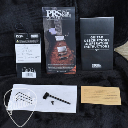 PRS Wood Library CE-24 Satin Quilt Top - Faded Gray Black Green Burst with Gigbag