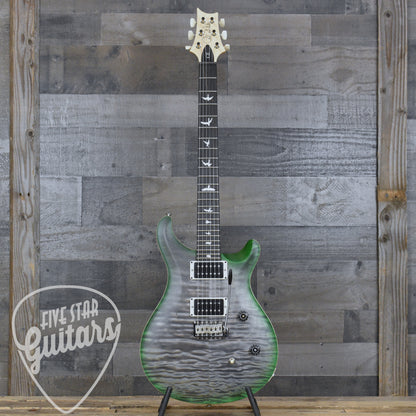 PRS Wood Library CE-24 Satin Quilt Top - Faded Gray Black Green Burst with Gigbag