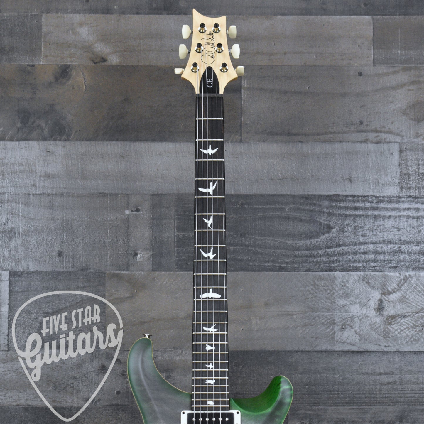 PRS Wood Library CE-24 Satin Quilt Top - Faded Gray Black Green Burst with Gigbag