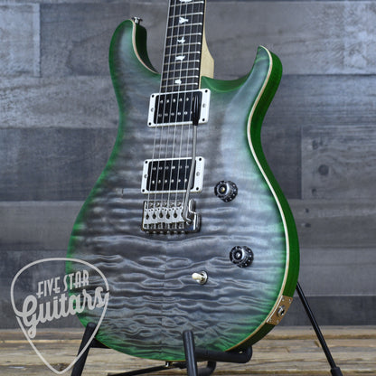 PRS Wood Library CE-24 Satin Quilt Top - Faded Gray Black Green Burst with Gigbag
