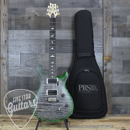PRS Wood Library CE-24 Satin Quilt Top - Faded Gray Black Green Burst with Gigbag