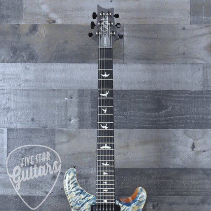 Paul Reed Smith Custom 24 Quilt Artist Top Awabi Birds - Faded indigo with Hardshell Case