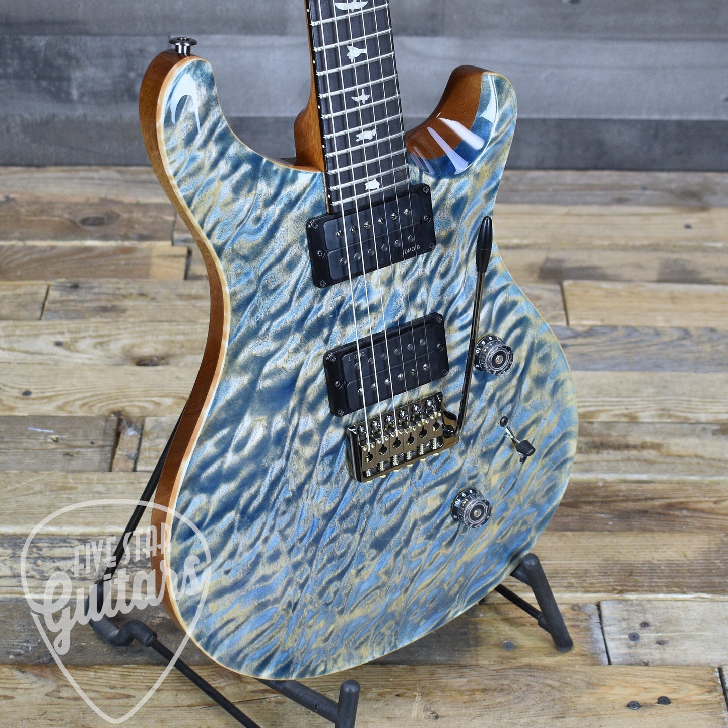 Paul Reed Smith Custom 24 Quilt Artist Top Awabi Birds - Faded indigo with Hardshell Case