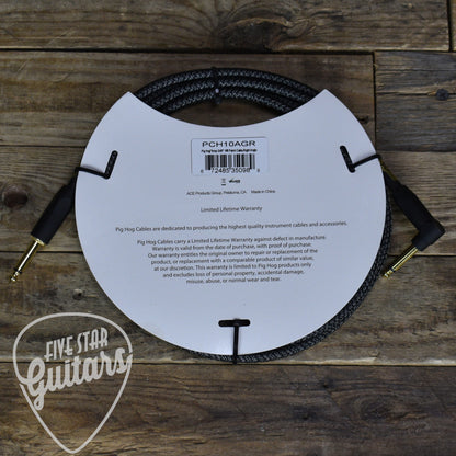 Pig Hog 1/4 inch Right Angle to 1/4 inch Straight Instrument Cable -10ft - Amplifier Grill