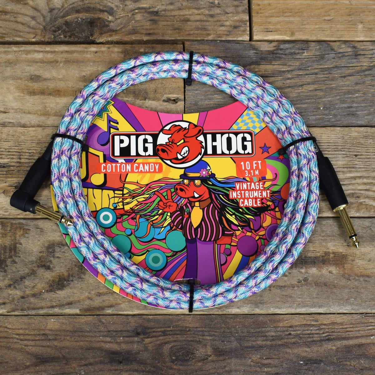 Pig Hog "Cotton Candy" Instrument Cable  - 10ft Right Angle