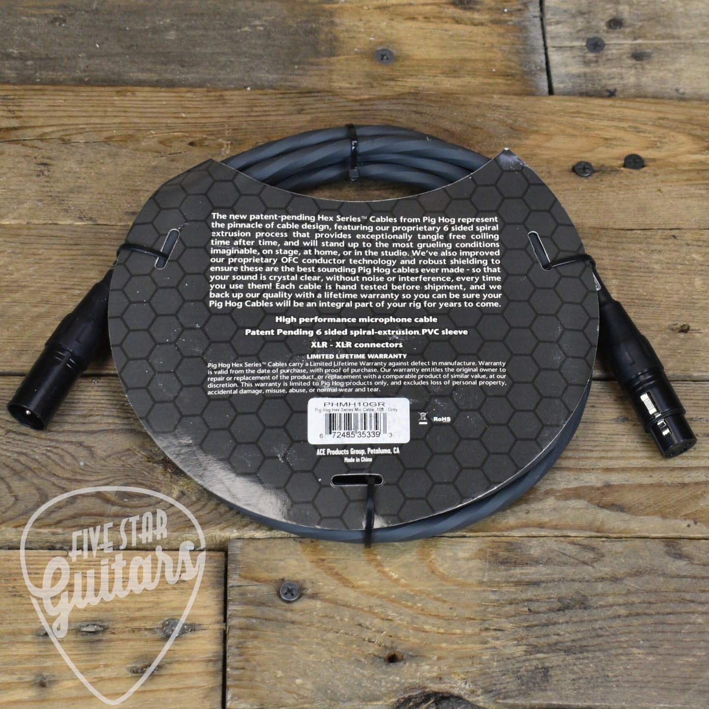 Pig Hog Hex Series Mic Cable, 10ft - Grey