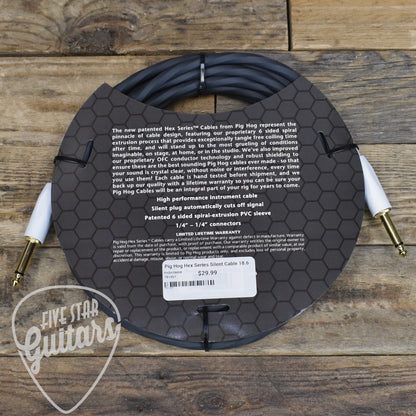 Pig Hog Hex Series Silent Cable 18.6 ft Grey