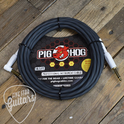 Pig Hog Hex Series Silent Cable 18.6 ft Grey Right Angle