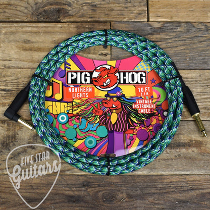 Pig Hog "Northern Lights" Instrument Cable - 10ft Right Angle