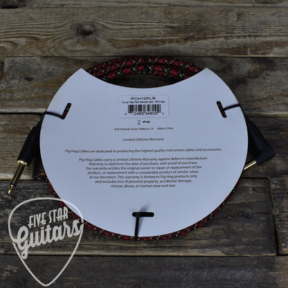 Pig Hog Straight to Right Angle Instrument Cable - 10' - Tartan Plaid