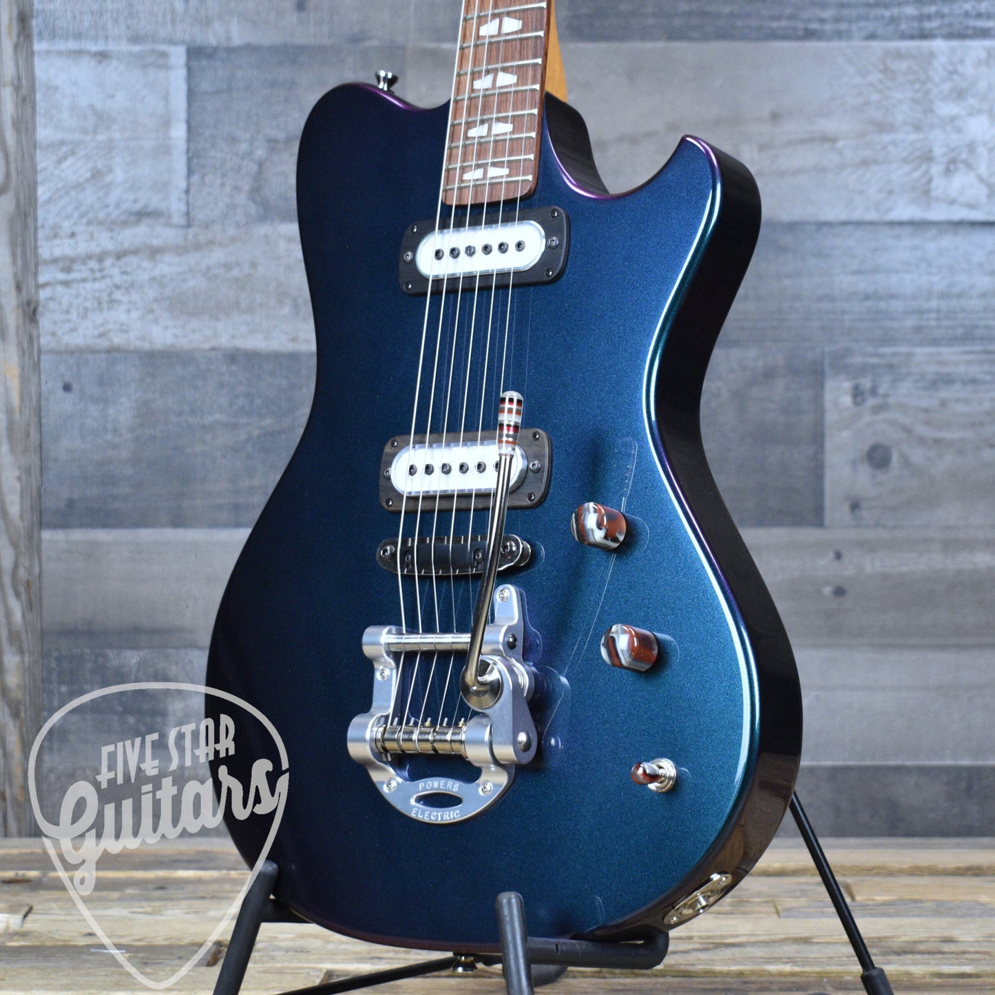 Powers Electric A-Type CamTail PF42 - Chroma Borealis with with Custom Leather Soft Shell Case