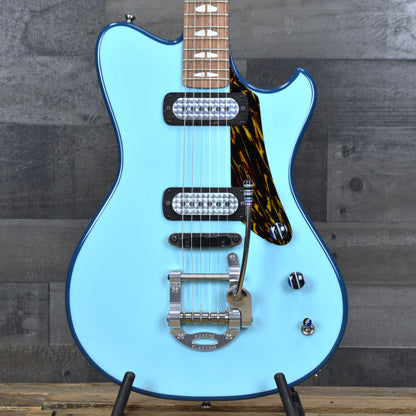 Powers Electric A-Type FF42 Cam Tail - Two Tone Larkspur/Oslo Blue with with Custom Leather Soft Shell Case