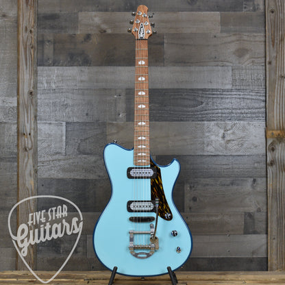 Powers Electric A-Type FF42 Cam Tail - Two Tone Larkspur/Oslo Blue with with Custom Leather Soft Shell Case