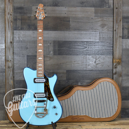 Powers Electric A-Type FF42 Cam Tail - Two Tone Larkspur/Oslo Blue with with Custom Leather Soft Shell Case