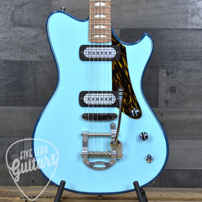 Powers Electric A-Type FF42 Cam Tail - Two Tone Larkspur/Oslo Blue with with Custom Leather Soft Shell Case
