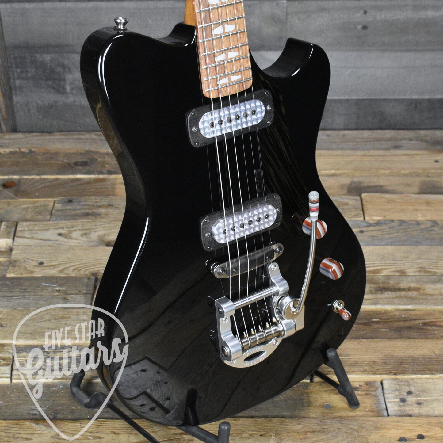 Powers Electric A Type - Jet Black - CamTail with Powers Electric Gigbag