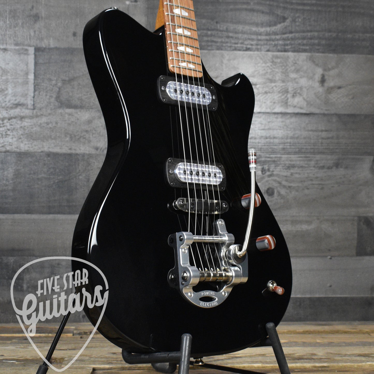 Powers Electric A Type - Jet Black - CamTail with Powers Electric Gigbag