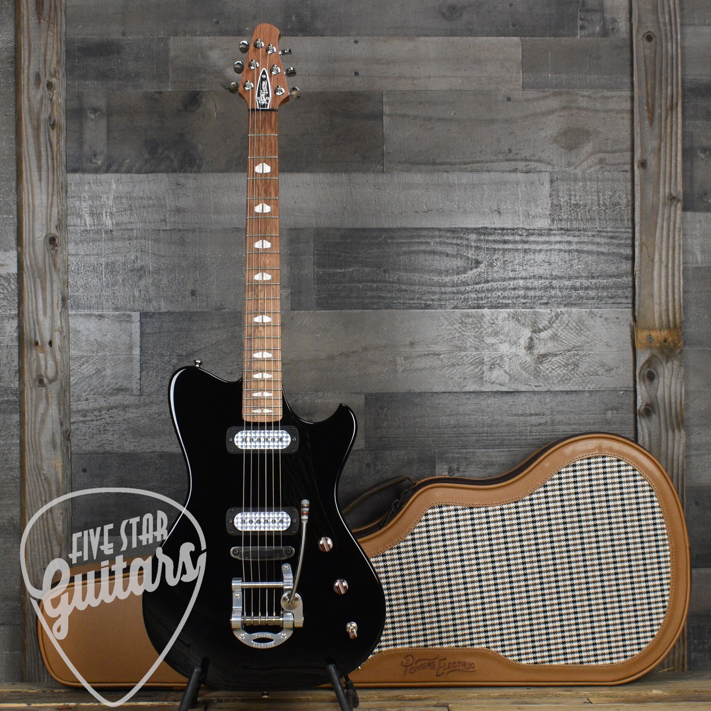 Powers Electric A Type - Jet Black - CamTail with Powers Electric Gigbag
