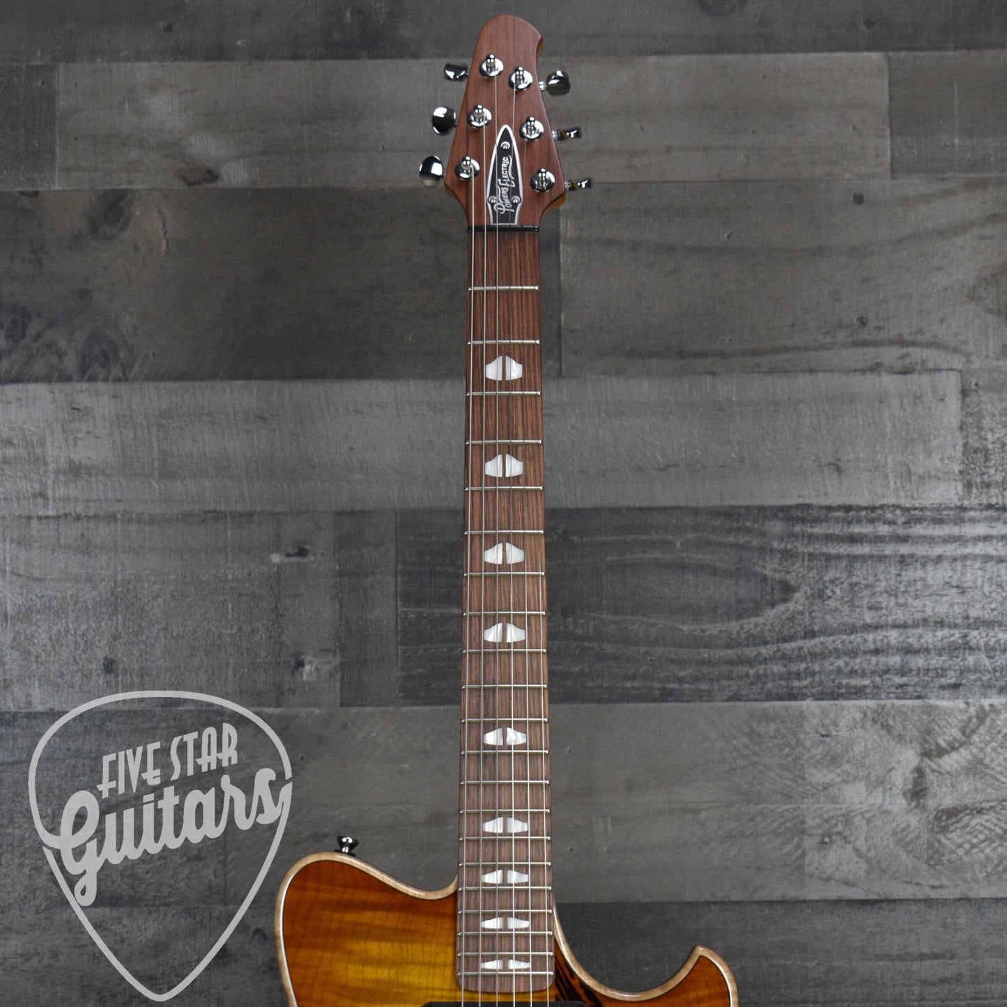 Powers Electric A Type Select Flame Maple Top PF42 - Sweet Tea Orange with Powers Electric Gigbag