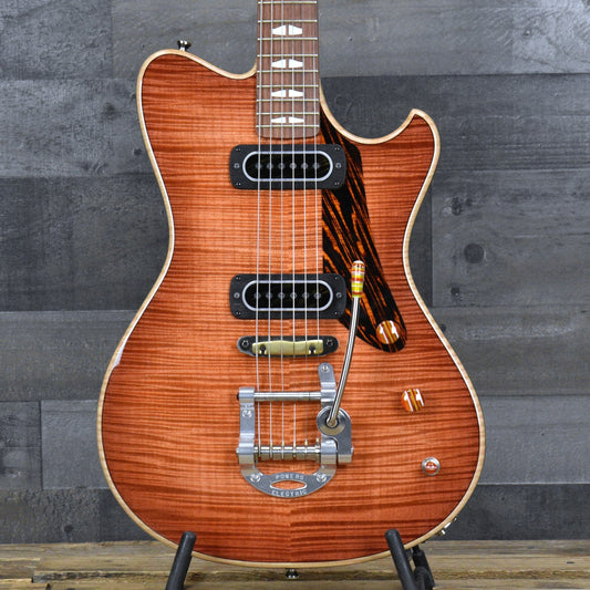 Powers Electric A-Type Select Maple PF42  - Cosmo Orange with Custom Leather Soft Shell Case