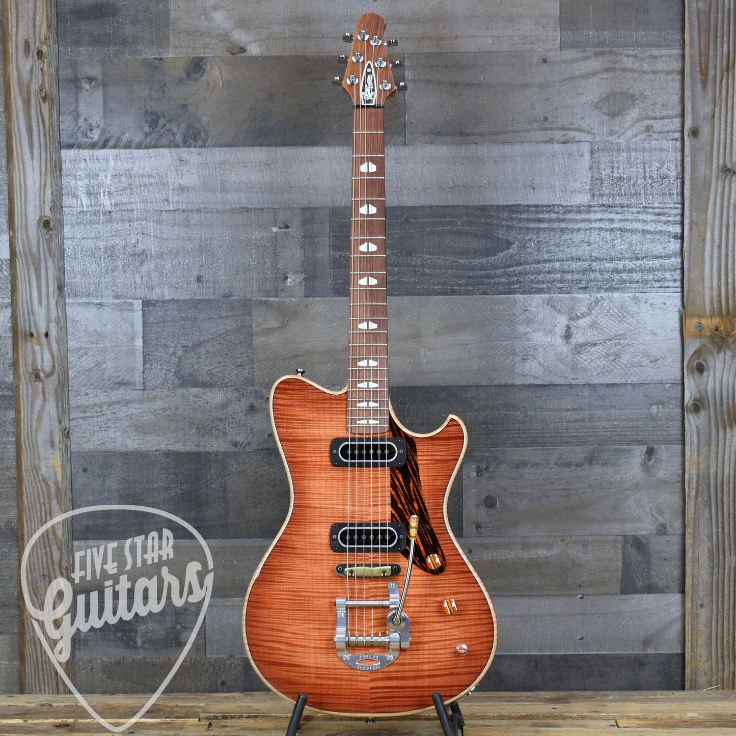 Powers Electric A-Type Select Maple PF42  - Cosmo Orange with Custom Leather Soft Shell Case