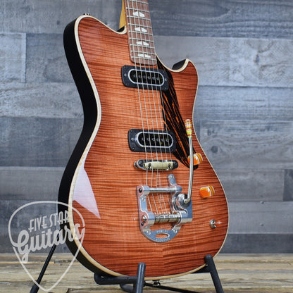 Powers Electric A-Type Select Maple PF42  - Cosmo Orange with Custom Leather Soft Shell Case