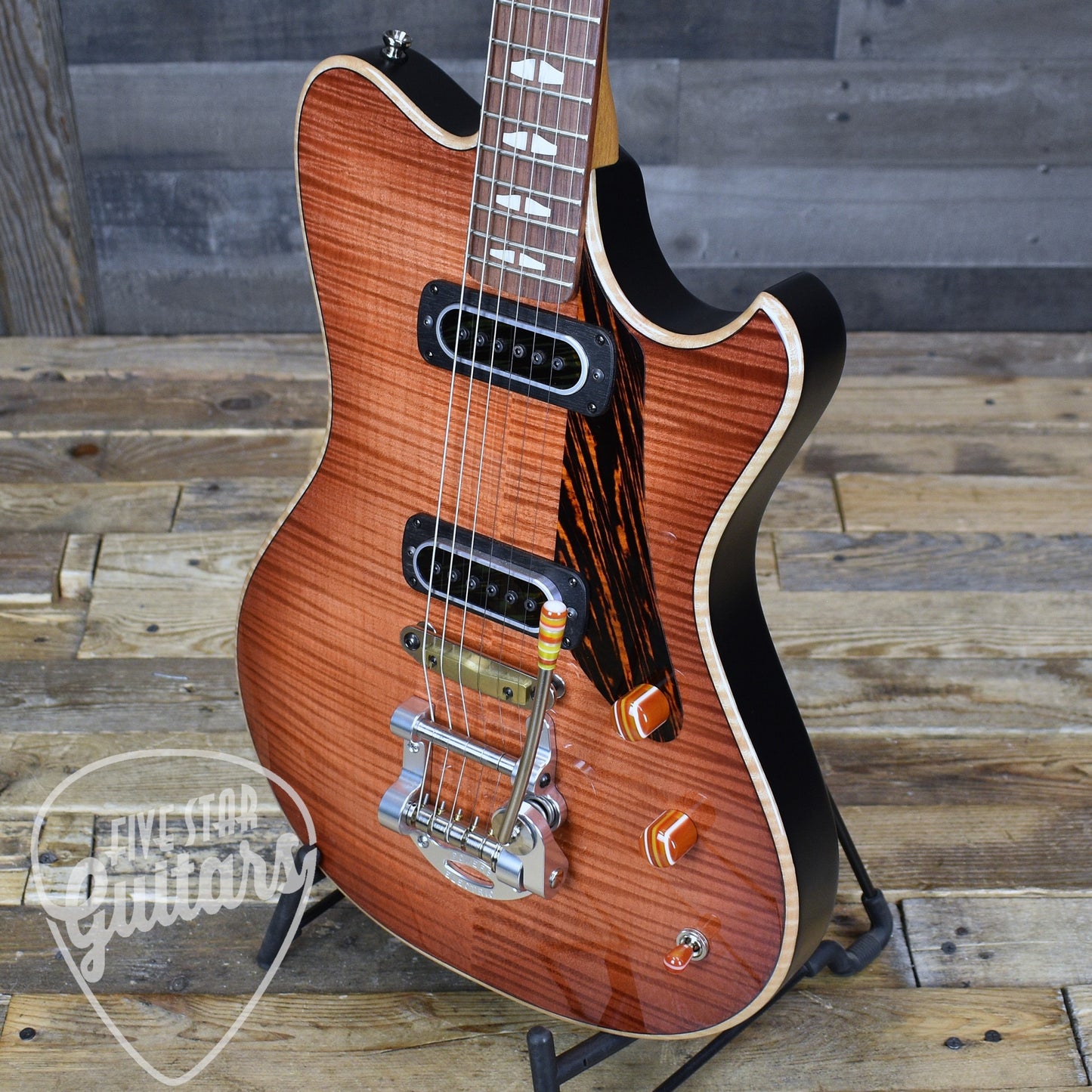 Powers Electric A-Type Select Maple PF42  - Cosmo Orange with Custom Leather Soft Shell Case