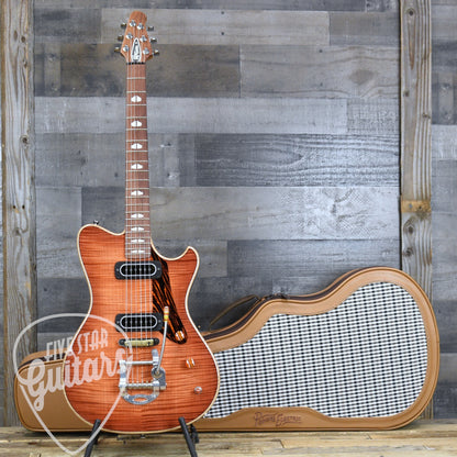 Powers Electric A-Type Select Maple PF42  - Cosmo Orange with Custom Leather Soft Shell Case