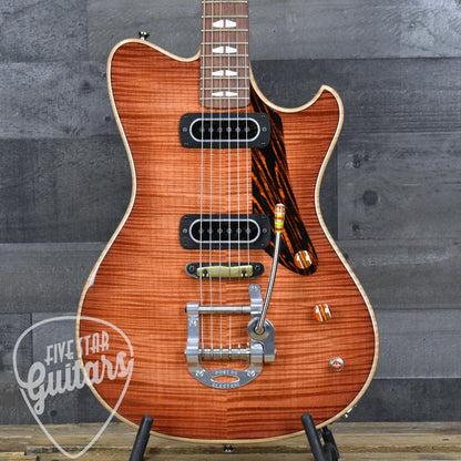 Powers Electric A-Type Select Maple PF42  - Cosmo Orange with Custom Leather Soft Shell Case