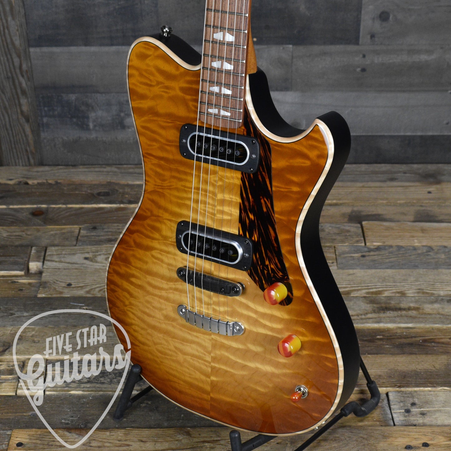 Powers Electric A Type Select Quilted Maple - Wild Honey Burst - Top Loading Hardtail with Powers Electric Gigbag