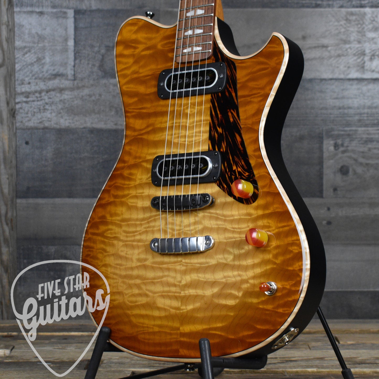 Powers Electric A Type Select Quilted Maple - Wild Honey Burst - Top Loading Hardtail with Powers Electric Gigbag