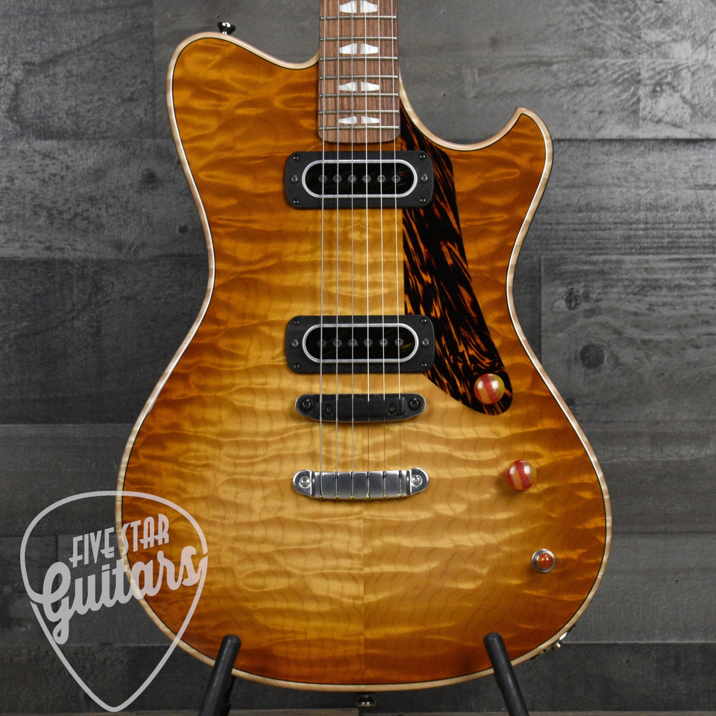 Powers Electric A Type Select Quilted Maple - Wild Honey Burst - Top Loading Hardtail with Powers Electric Gigbag