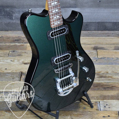 Powers Electric A Type Two Tone PF42 CamTail - British Racing Green/Jet Black with Custom Leather Soft Shell Case