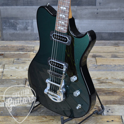 Powers Electric A Type Two Tone PF42 CamTail - British Racing Green/Jet Black with Custom Leather Soft Shell Case