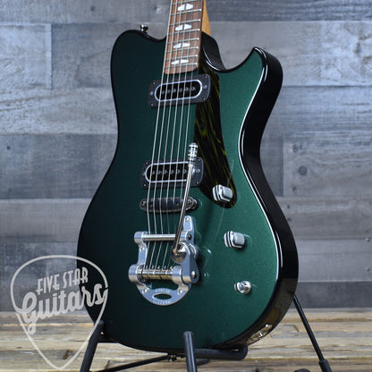 Powers Electric A Type Two Tone PF42 CamTail - British Racing Green/Jet Black with Custom Leather Soft Shell Case