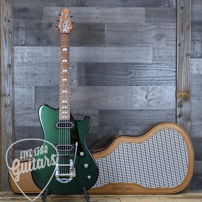 Powers Electric A Type Two Tone PF42 CamTail - British Racing Green/Jet Black with Custom Leather Soft Shell Case