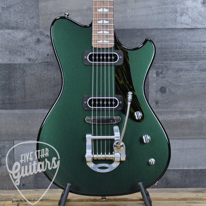 Powers Electric A Type Two Tone PF42 CamTail - British Racing Green/Jet Black with Custom Leather Soft Shell Case