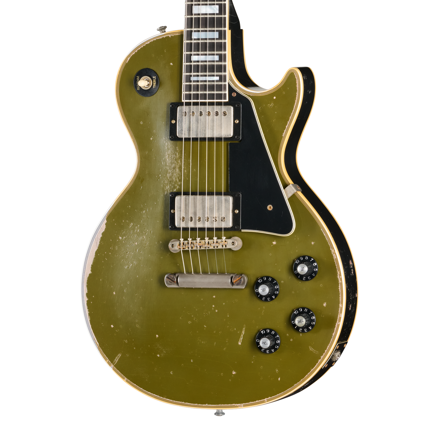Pre-Order Gibson Custom 68 Les Paul Custom - Olive Drab Top with Black Back Heavy Aged with Hardshell Case