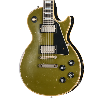 Pre-Order Gibson Custom 68 Les Paul Custom - Olive Drab Top with Black Back Heavy Aged with Hardshell Case