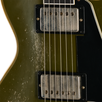 Pre-Order Gibson Custom 68 Les Paul Custom - Olive Drab Top with Black Back Heavy Aged with Hardshell Case