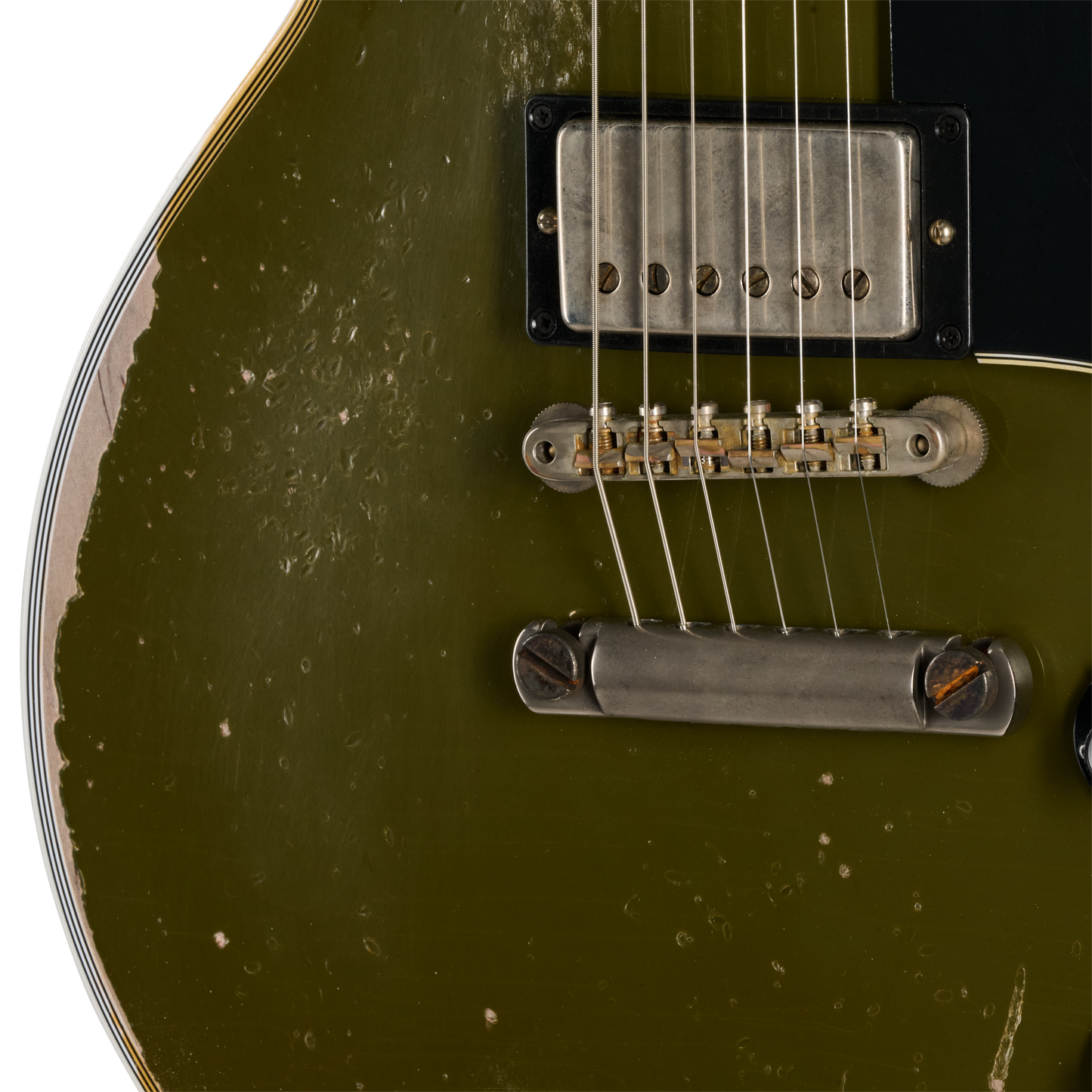 Pre-Order Gibson Custom 68 Les Paul Custom - Olive Drab Top with Black Back Heavy Aged with Hardshell Case