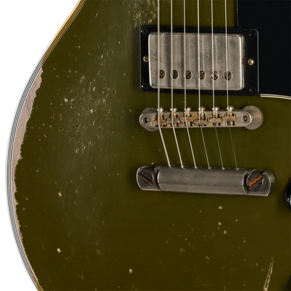 Pre-Order Gibson Custom 68 Les Paul Custom - Olive Drab Top with Black Back Heavy Aged with Hardshell Case