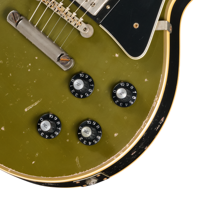 Pre-Order Gibson Custom 68 Les Paul Custom - Olive Drab Top with Black Back Heavy Aged with Hardshell Case