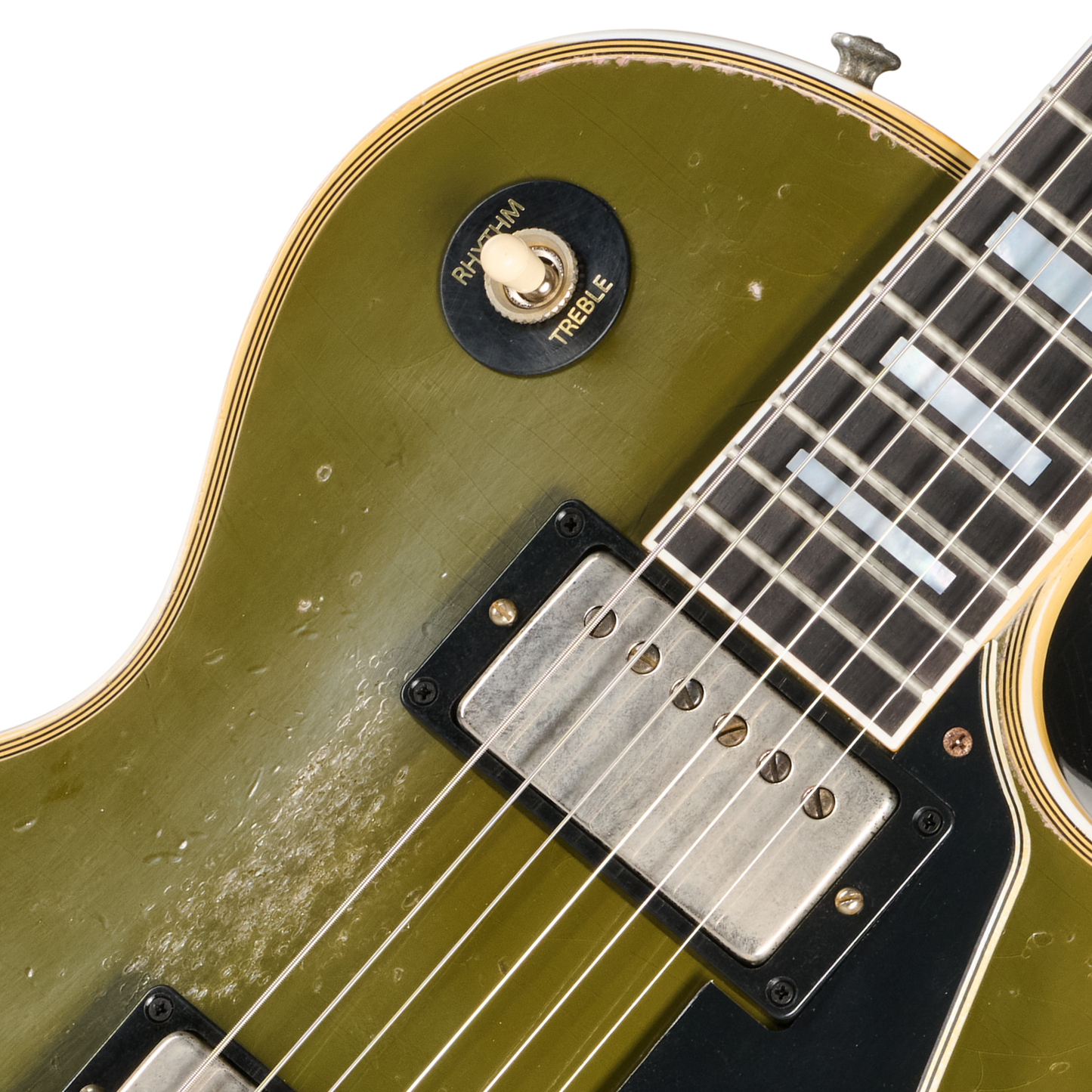 Pre-Order Gibson Custom 68 Les Paul Custom - Olive Drab Top with Black Back Heavy Aged with Hardshell Case