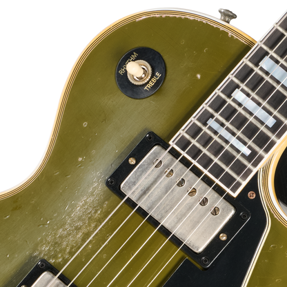 Pre-Order Gibson Custom 68 Les Paul Custom - Olive Drab Top with Black Back Heavy Aged with Hardshell Case